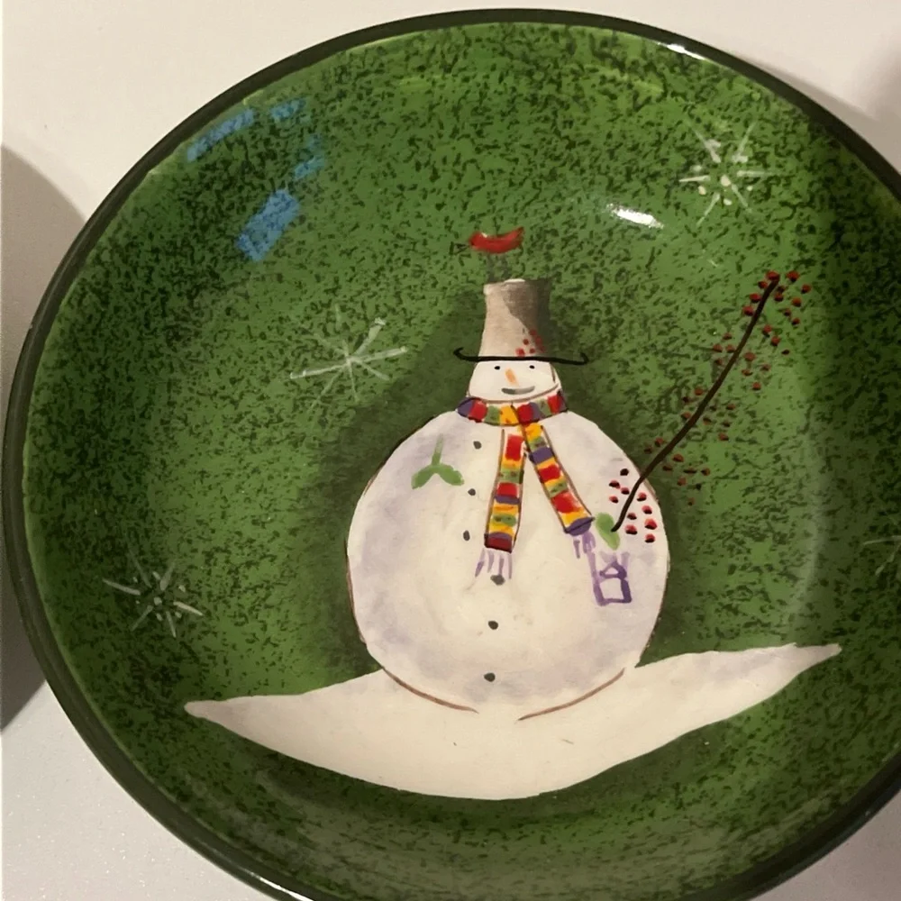 Oneida Sakura Christmas Snowman Red and Green Mug and Bowl Set Great Condition - Picture 9 of 11